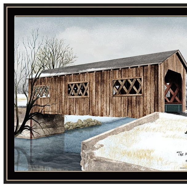 Set Of Two Winter Covered Bridges Black Framed Wall Art