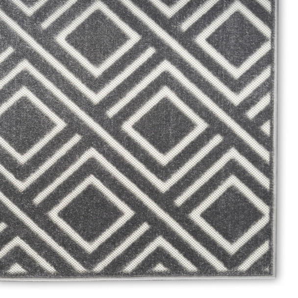 6' Gray Geometric Runner Rug
