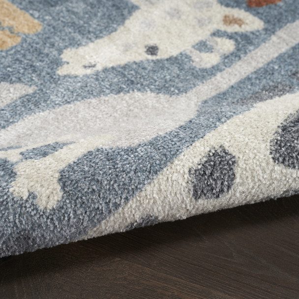 8' Blue Animal Print Power Loom Runner Rug