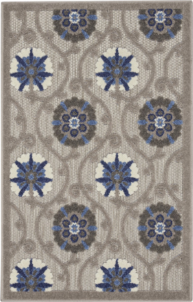3' X 4' Blue And Gray Indoor Outdoor Area Rug