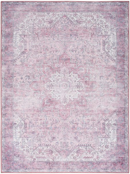 4' X 6' Pink And Ivory Floral Distressed Area Rug