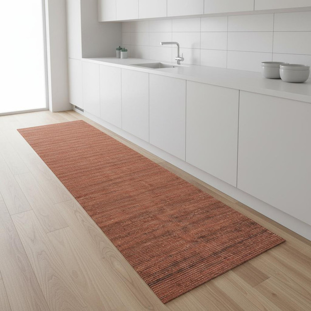 8' Red Abstract Runner Rug