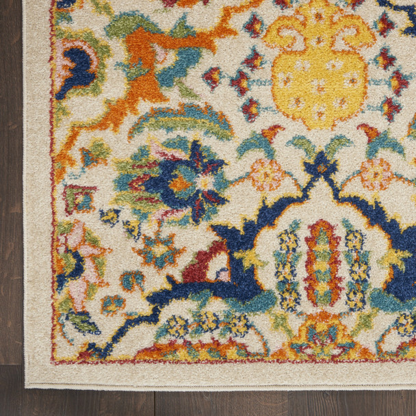 2' X 3' Ivory Floral Power Loom Area Rug