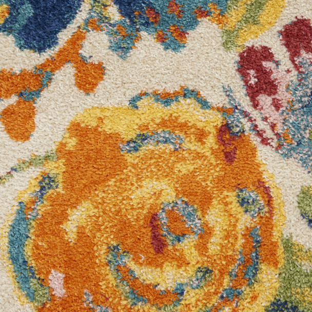 2' X 3' Ivory Floral Power Loom Area Rug