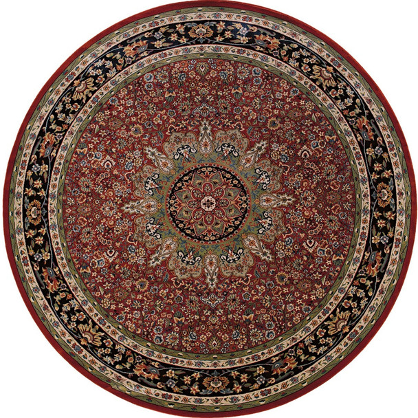 6' Red And Blue Oriental Round Rug