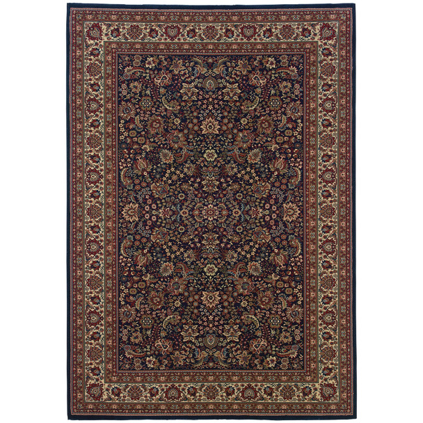 7' X 10' Blue And Red Oriental Area Rug