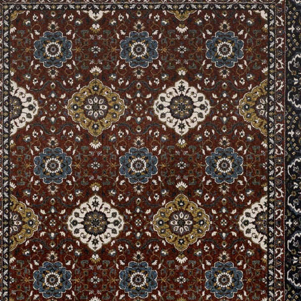 10' X 13' Red Medallion Area Rug With Fringe