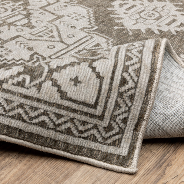 4' X 6' Gray And Light Gray Oriental Area Rug
