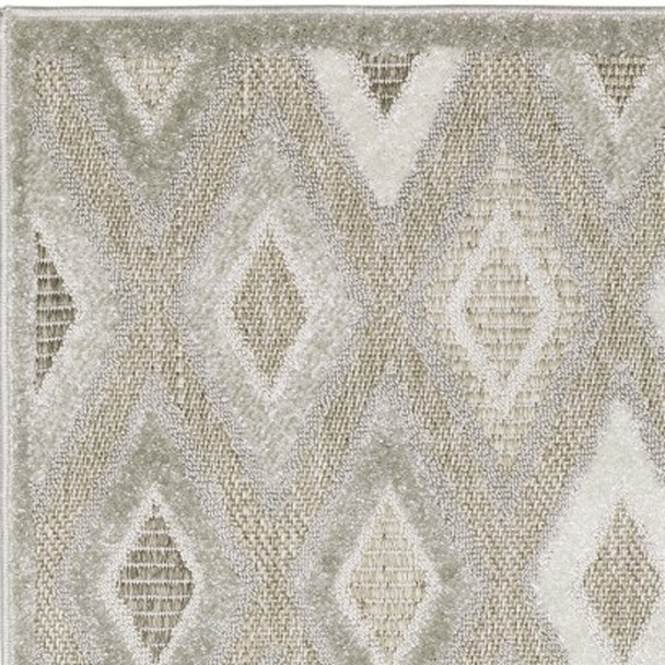 8' Beige And Gray Diamond Runner Rug