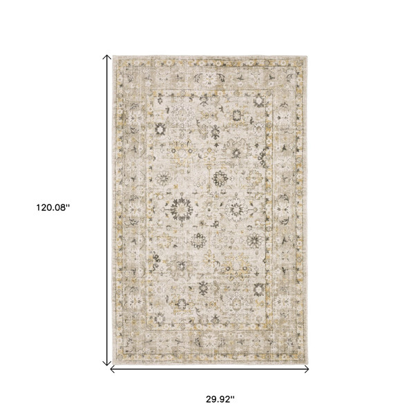 10' Beige And Gold Oriental Hand Tufted Runner Rug