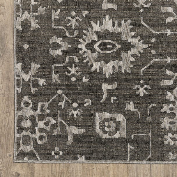 7' X 10' Gray And Ivory Oriental Area Rug