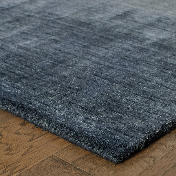 5' X 8' Navy Blue Wool Hand Tufted Area Rug