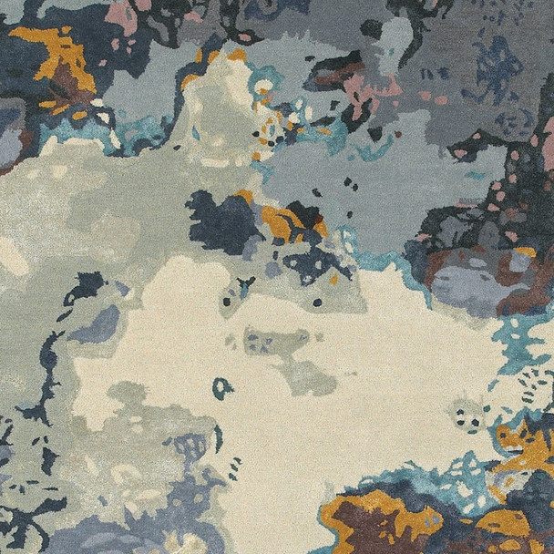 5' X 8' Blue And Gray Abstract Hand Tufted Area Rug