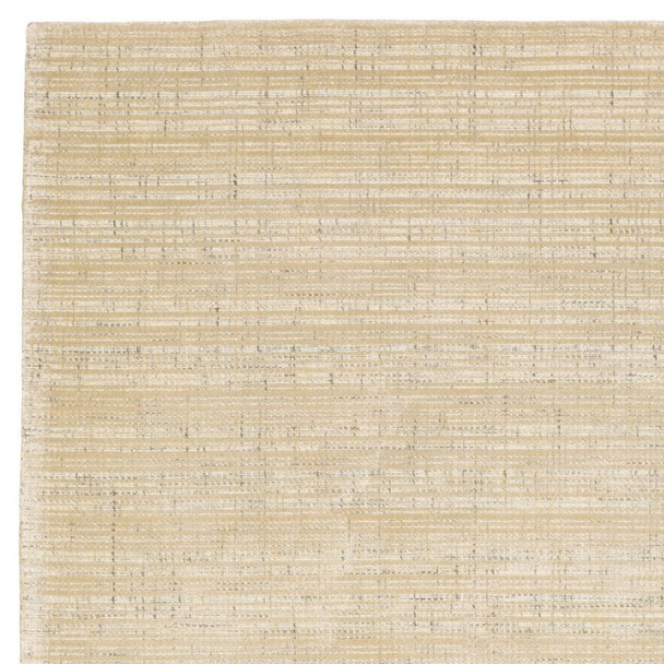 8' X 10' Beige And Ivory Striped Hand Tufted Area Rug