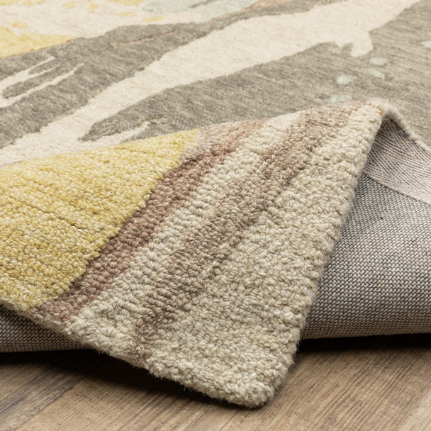 5' X 8' Beige And Yellow Wool Abstract Hand Tufted Area Rug