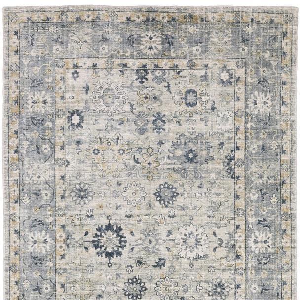 6' X 9' Gray And Blue Oriental Hand Tufted Area Rug