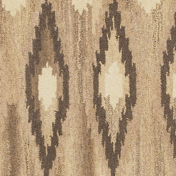 8' Beige And Ivory Wool Abstract Hand Tufted Runner Rug