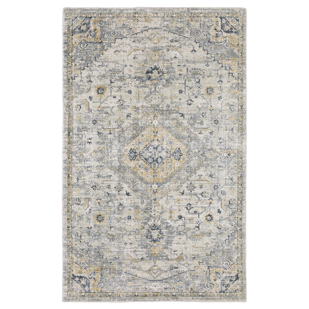 10' X 14' Gray And Gold Medallion Hand Tufted Area Rug