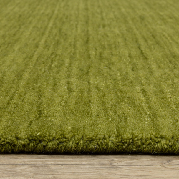 8' Green Wool Hand Tufted Runner Rug