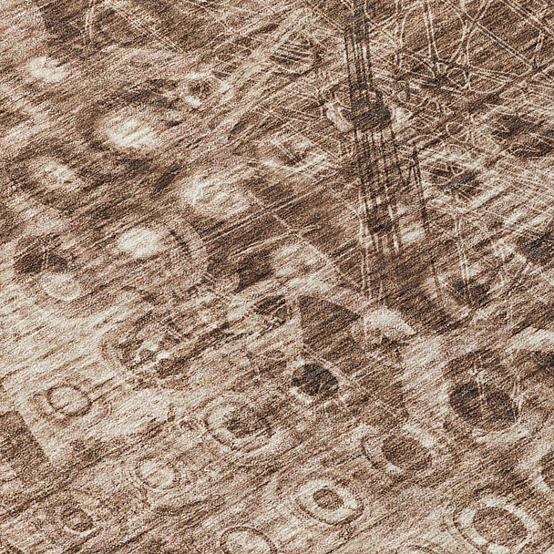 8' X 10' Chocolate Ikat Washable Indoor Outdoor Area Rug