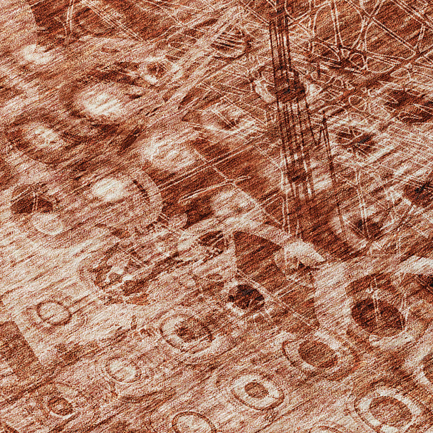 8' X 10' Orange Ikat Washable Indoor Outdoor Area Rug