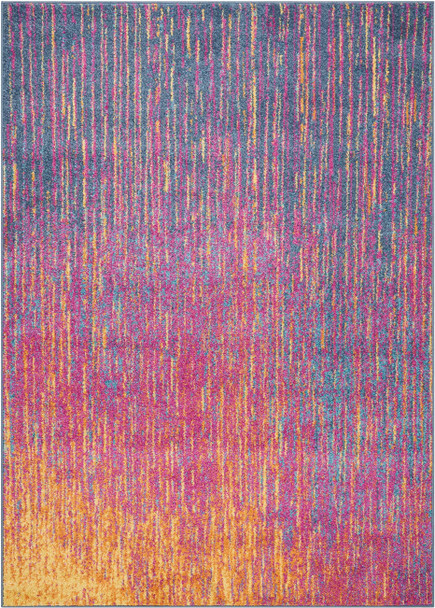 5' X 7' Blue And Orange Abstract Area Rug