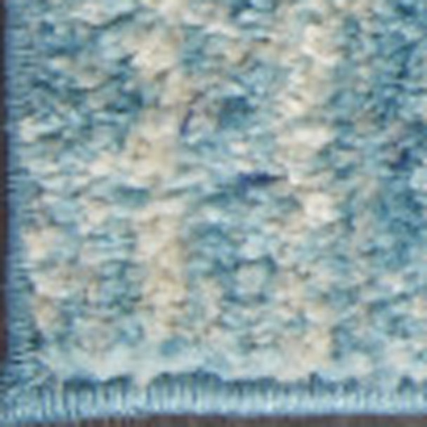 8' Blue And Ivory Abstract Runner Rug