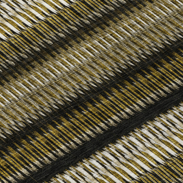 8' Brown Ivory And Black Round Striped Washable Indoor Outdoor Area Rug