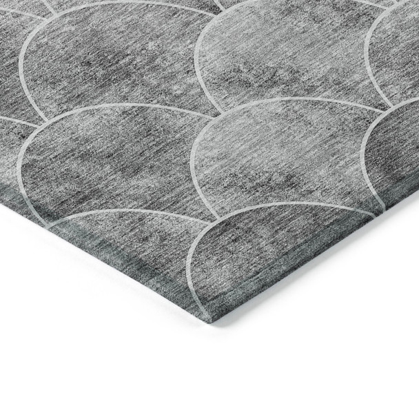 3' X 5' Gray Charcoal And Ivory Abstract Washable Indoor Outdoor Area Rug