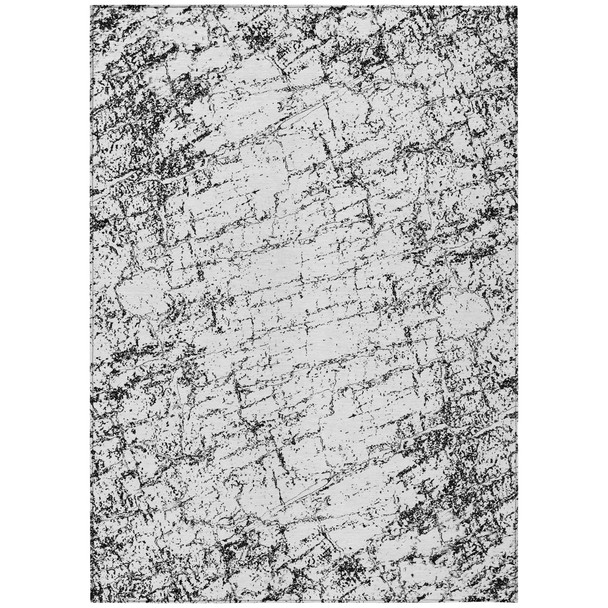 3' X 5' Black White And Gray Abstract Washable Indoor Outdoor Area Rug