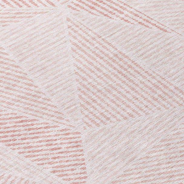 3' X 5' Blush And Pink Geometric Washable Indoor Outdoor Area Rug
