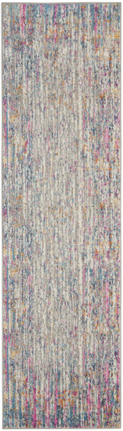 8' Ivory And Blue Abstract Runner Rug