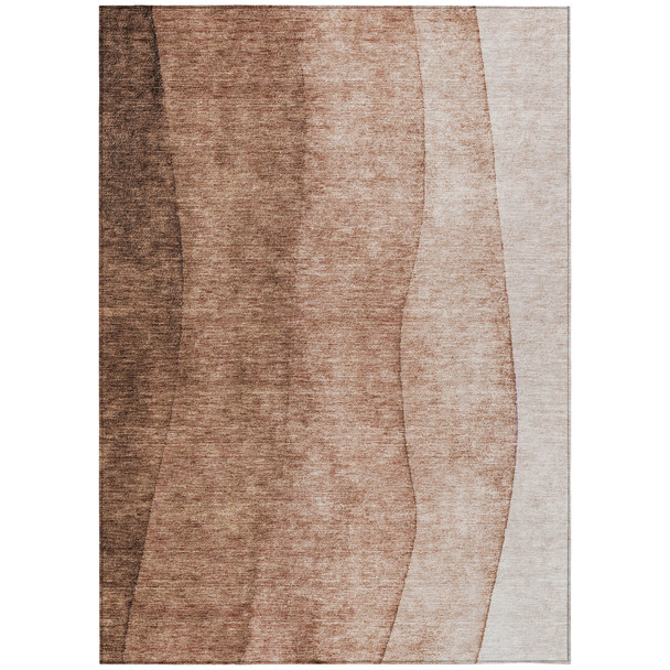 3' X 5' Brown Beige And Chocolate Ombre Washable Indoor Outdoor Area Rug