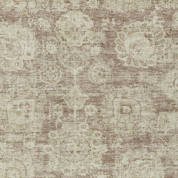 5' X 8' Brown Tan And Beige Floral Washable Indoor Outdoor Area Rug