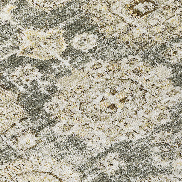 3' X 5' Taupe Beige And Gray Floral Washable Indoor Outdoor Area Rug
