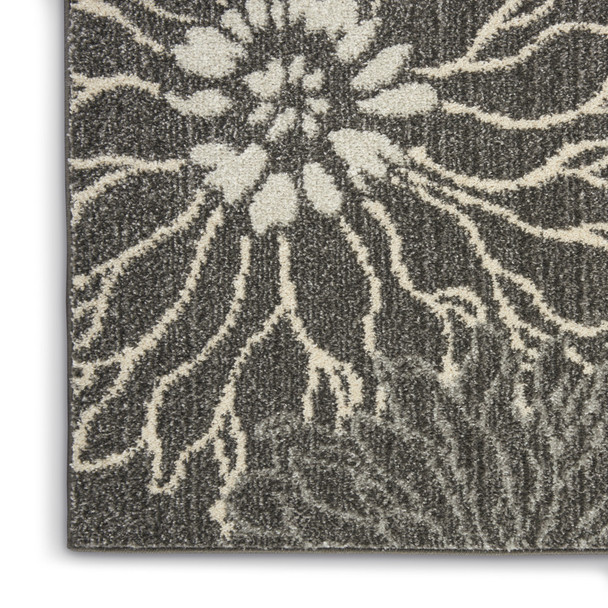 4' X 6' Blue And Gray Floral Area Rug