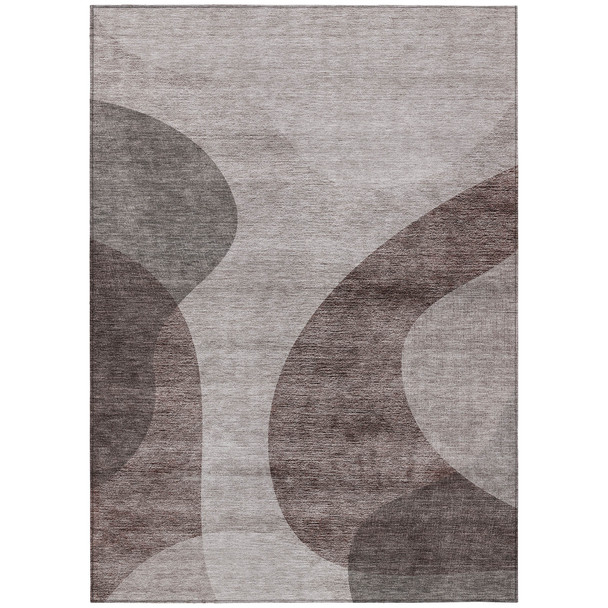 9' X 12' Brown Taupe And Beige Abstract Washable Indoor Outdoor Area Rug