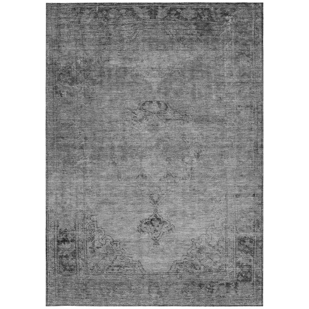 3' X 5' Gray Silver And Charcoal Oriental Washable Indoor Outdoor Area Rug
