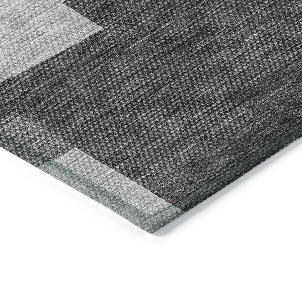 8' X 10' Gray Silver And Charcoal Geometric Washable Indoor Outdoor Area Rug