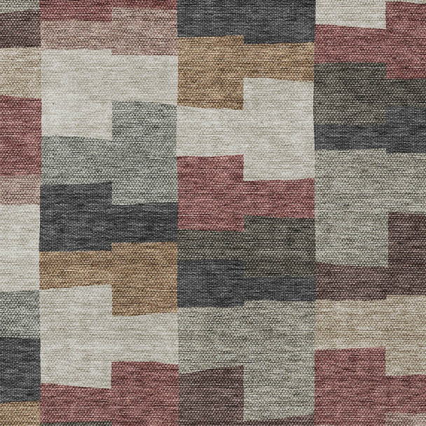 5' X 8' Orange Copper And Charcoal Geometric Washable Indoor Outdoor Area Rug