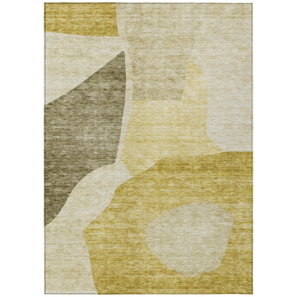 10' X 14' Gold Beige And Wheat Abstract Washable Indoor Outdoor Area Rug