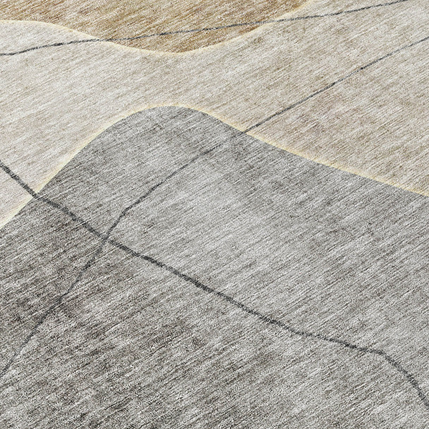 5' X 8' Beige Brown And Taupe Abstract Washable Indoor Outdoor Area Rug