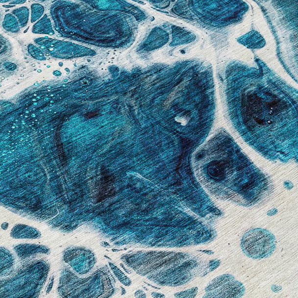 8' X 10' Teal Blue And Navy Blue Nautical Washable Indoor Outdoor Area Rug