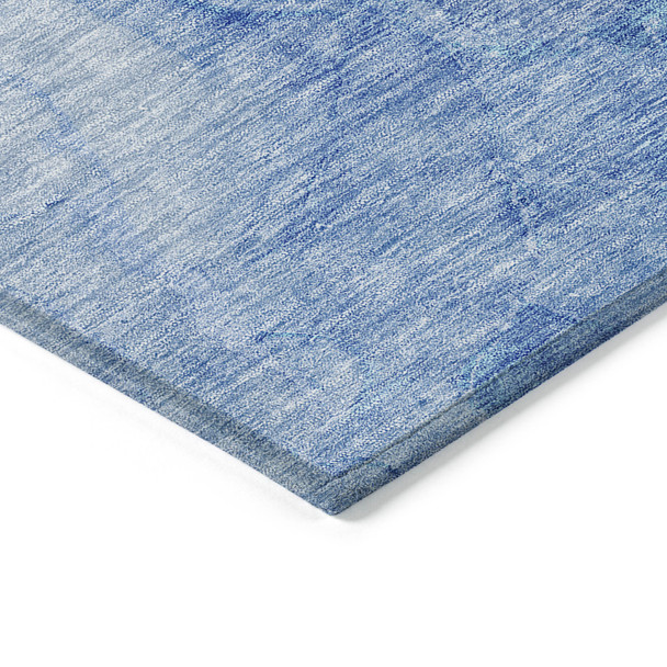 5' X 8' Denim Blue And Sky Blue Nautical Washable Indoor Outdoor Area Rug