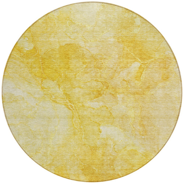 8' Gold And Yellow Round Nautical Washable Indoor Outdoor Area Rug