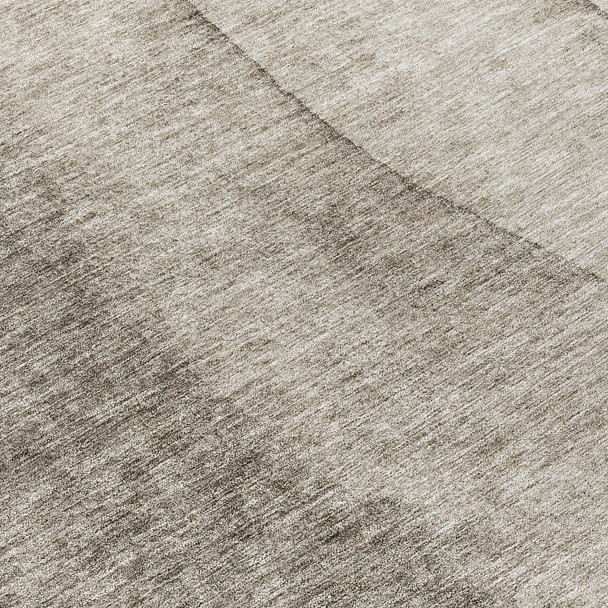 5' X 8' Taupe Brown And Ivory Ombre Washable Indoor Outdoor Area Rug