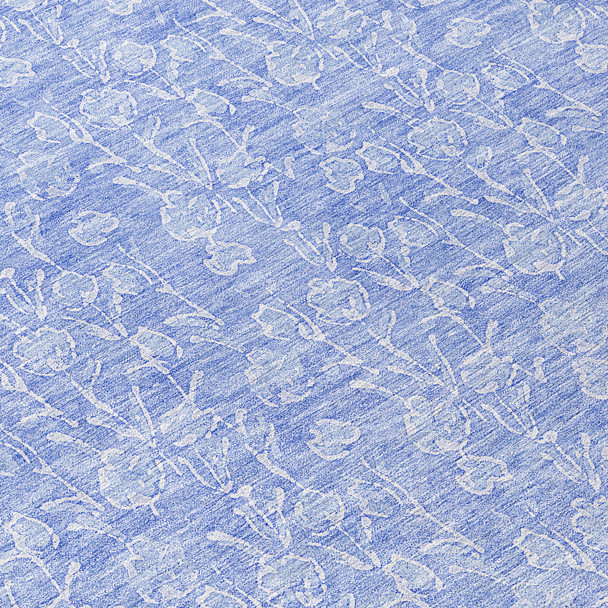 10' X 14' Denim Blue And Ivory Floral Washable Indoor Outdoor Area Rug