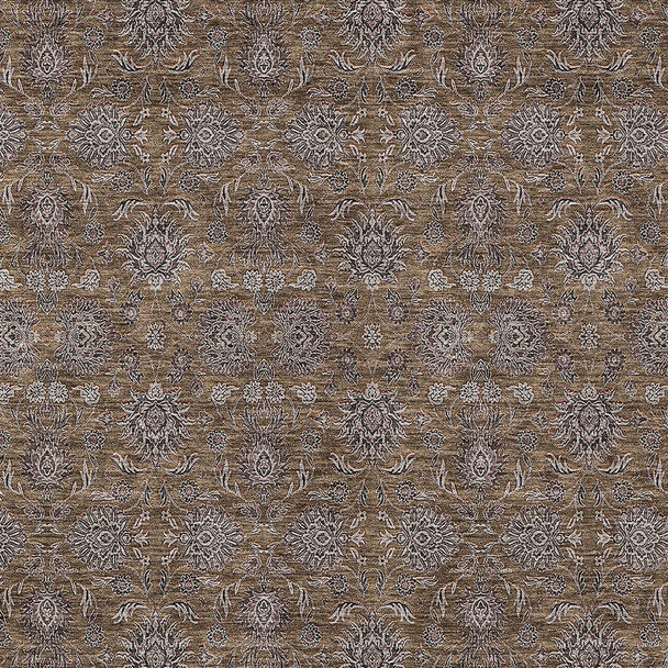 5' X 8' Chocolate And Gray Floral Washable Indoor Outdoor Area Rug