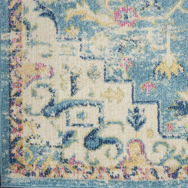 4' X 6' Ivory And Blue Oriental Distressed Area Rug