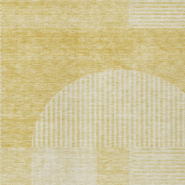 8' X 10' Gold Ivory And Yellow Geometric Washable Indoor Outdoor Area Rug